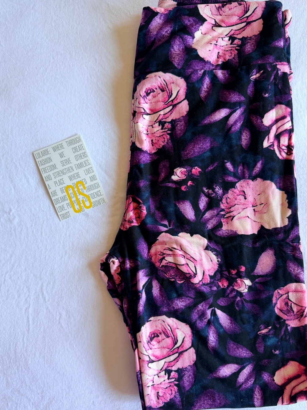 LuLaRoe Leggings with Pink Rose Floral Print